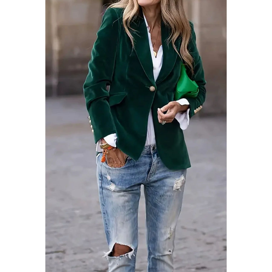 Lapel Collar One Button Blazer Apparel and Accessories