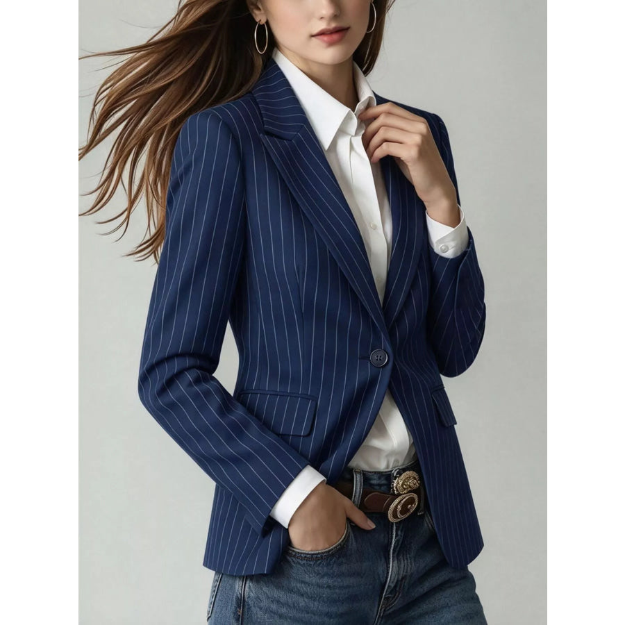 Lapel Collar One Button Blazer Apparel and Accessories