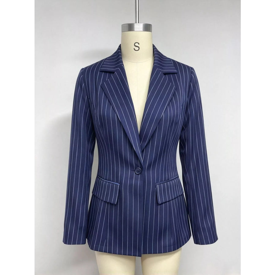 Lapel Collar One Button Blazer Apparel and Accessories