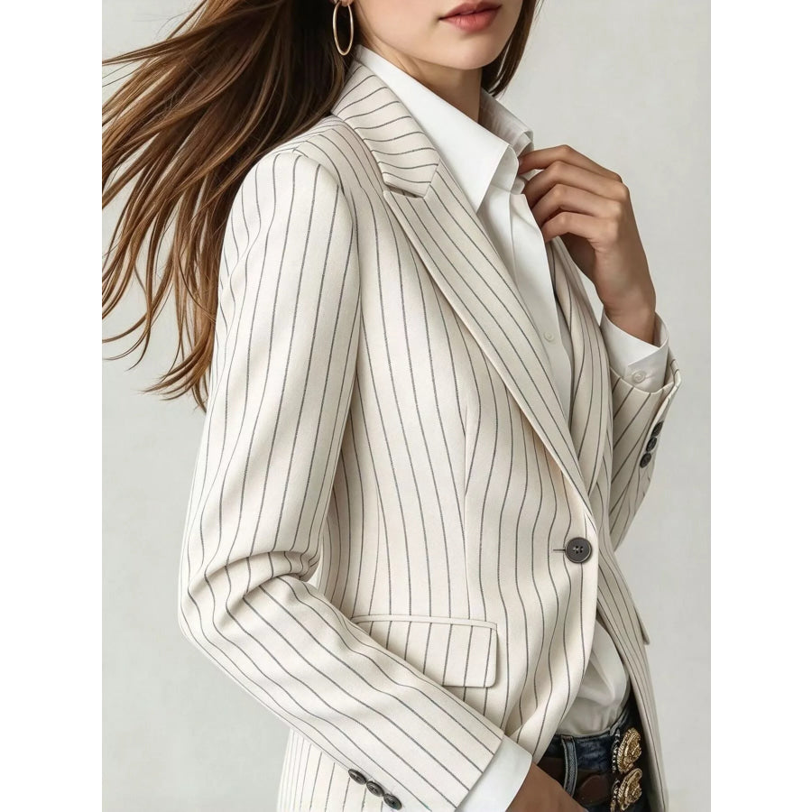 Lapel Collar One Button Blazer Apparel and Accessories