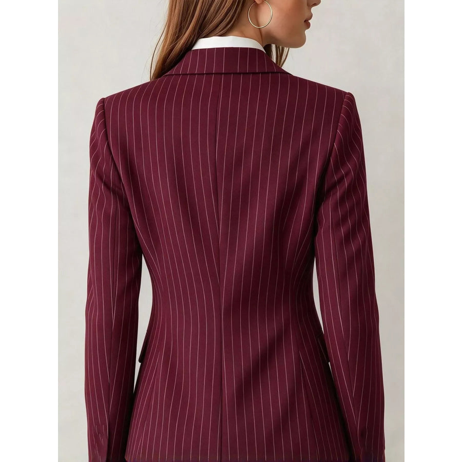 Lapel Collar One Button Blazer Apparel and Accessories