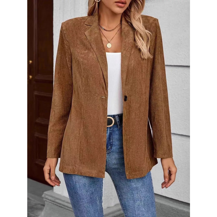 Lapel Collar Single-Button Blazer Apparel and Accessories