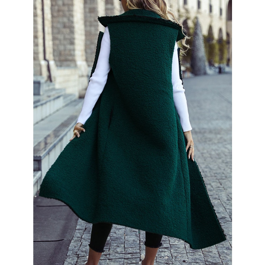 Lapel Collar Sleeveless Coat