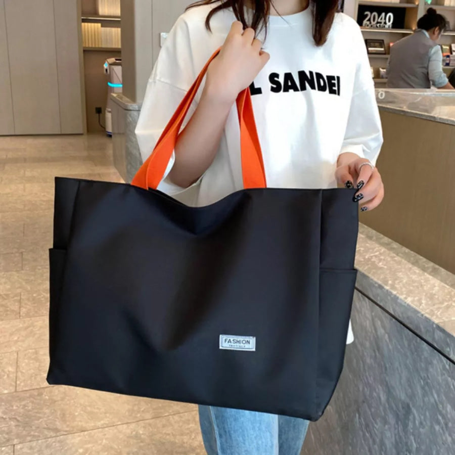 Large Capacity Canvas Shoulder Bag Black / One Size Apparel and Accessories