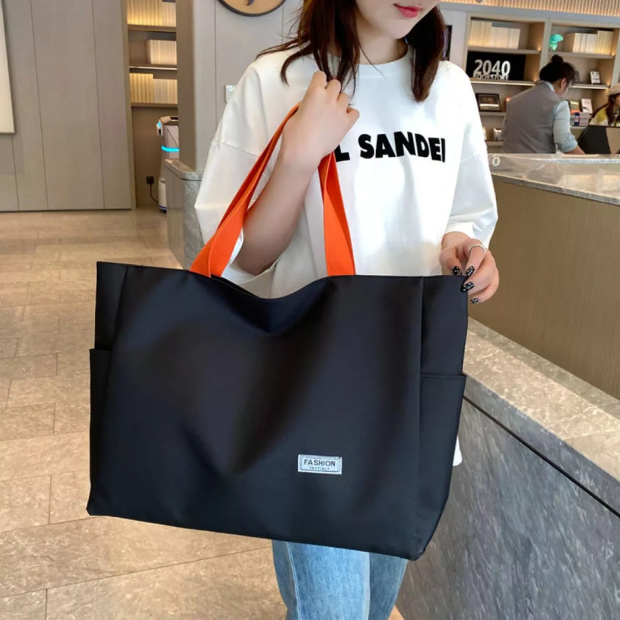 Large Capacity Canvas Shoulder Bag Black / One Size Apparel and Accessories