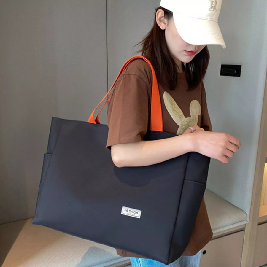 Large Capacity Canvas Shoulder Bag Black / One Size Apparel and Accessories
