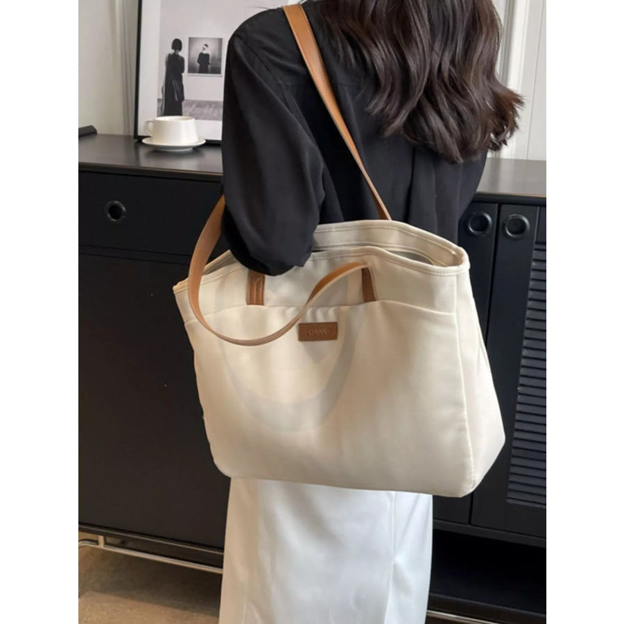 Large Capacity Canvas Shoulder Bag White / One Size Apparel and Accessories