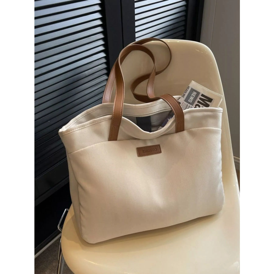 Large Capacity Canvas Shoulder Bag White / One Size Apparel and Accessories