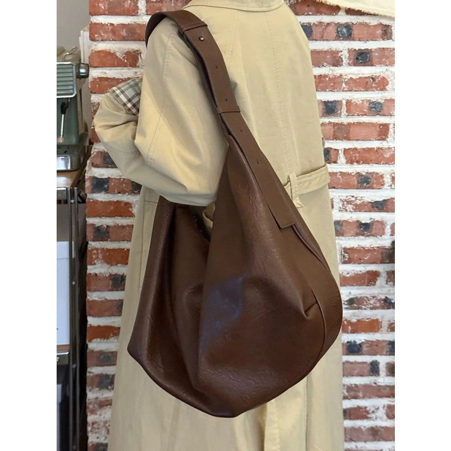 Large Capacity Faux Leather Tote Bag Brown / One Size Apparel and Accessories
