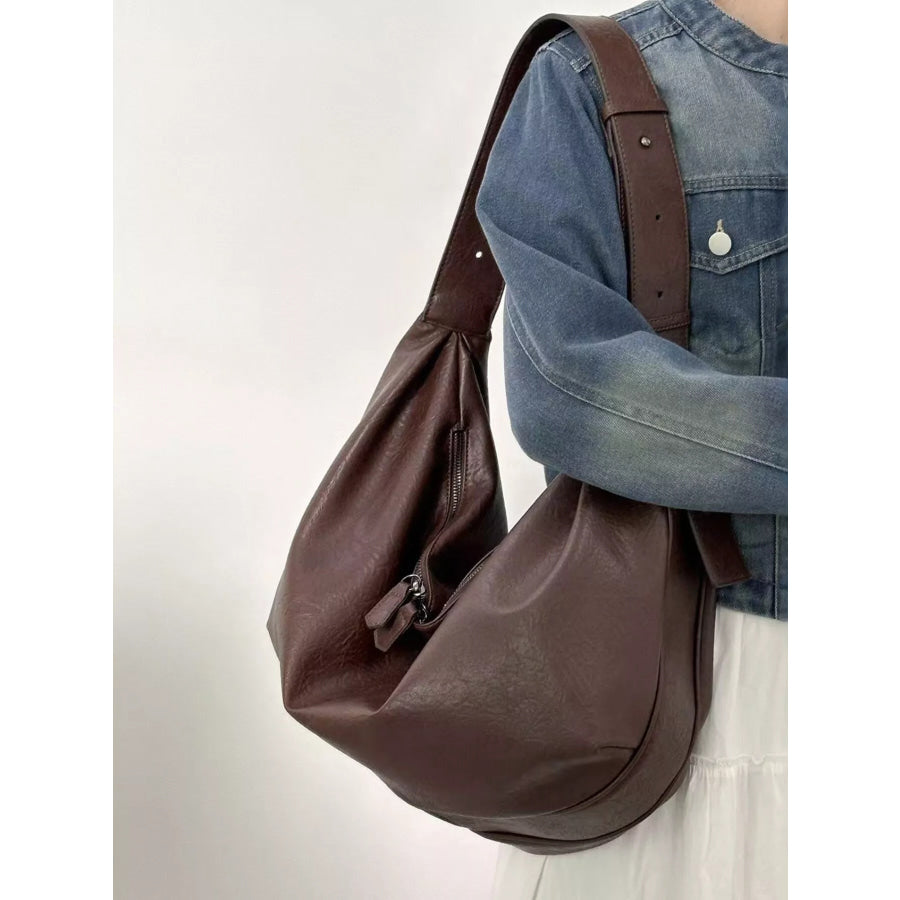 Large Capacity Faux Leather Tote Bag Brown / One Size Apparel and Accessories