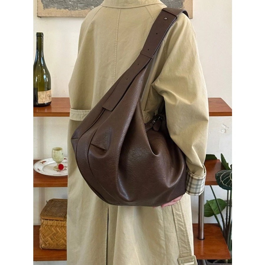 Large Capacity Faux Leather Tote Bag Brown / One Size Apparel and Accessories