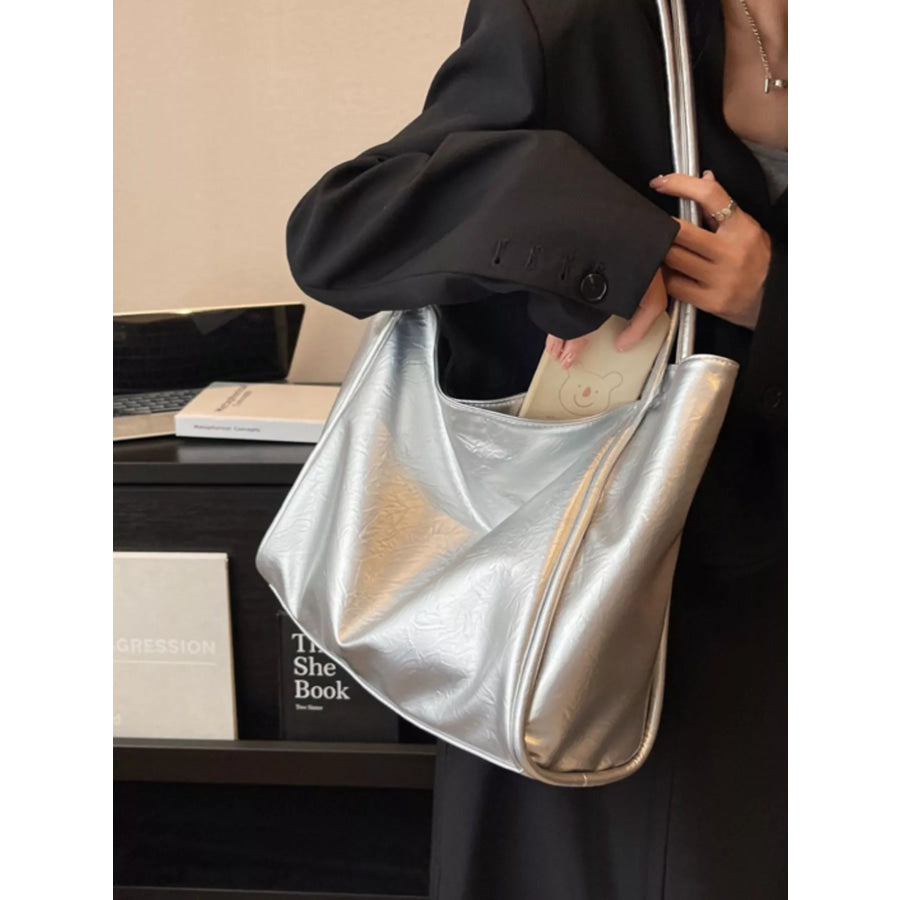Large Capacity Shoulder Bag Silver / One Size Apparel and Accessories
