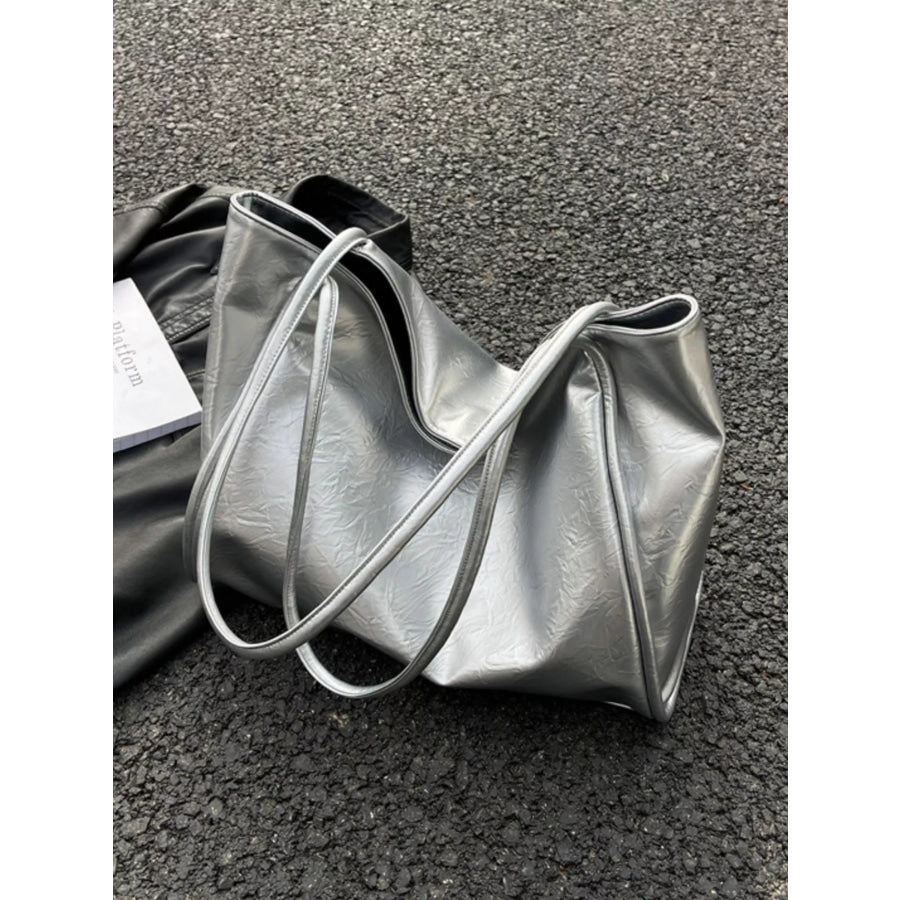 Large Capacity Shoulder Bag Silver / One Size Apparel and Accessories