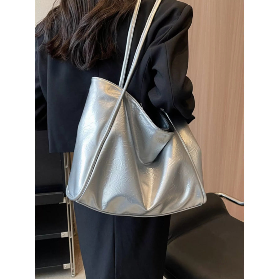 Large Capacity Shoulder Bag Silver / One Size Apparel and Accessories