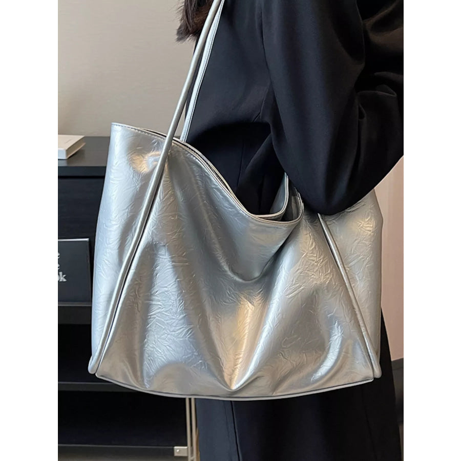 Large Capacity Shoulder Bag Silver / One Size Apparel and Accessories