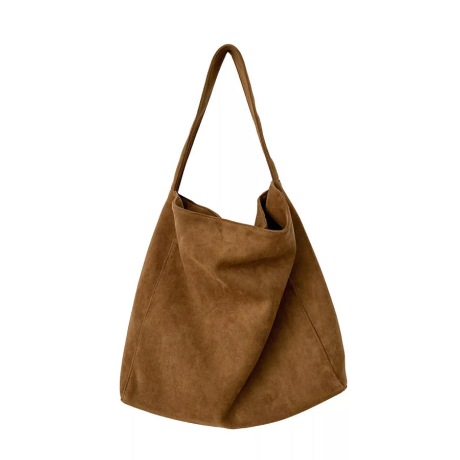 Large Suede Leather Tote Bag Brown / ONESIZE Apparel and Accessories