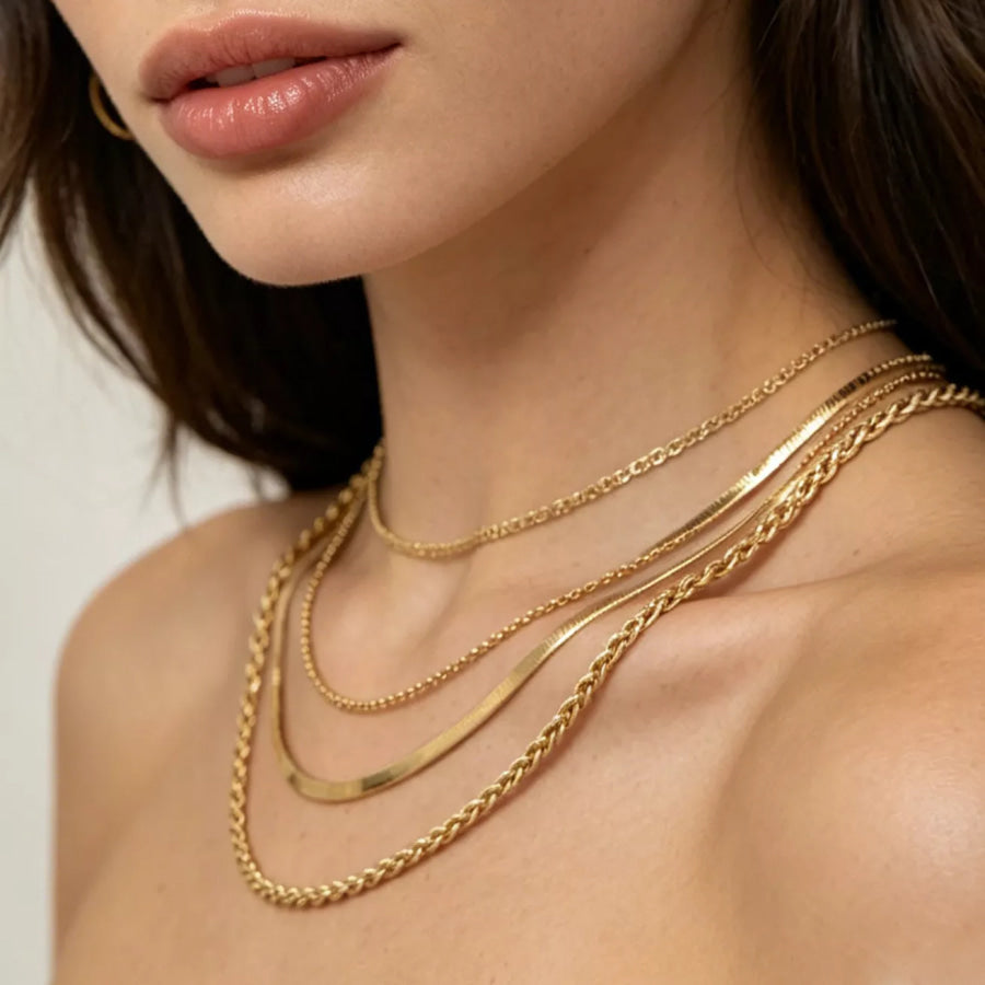 Layered 18K Gold-Plated Chain Necklace Gold / onesize Apparel and Accessories