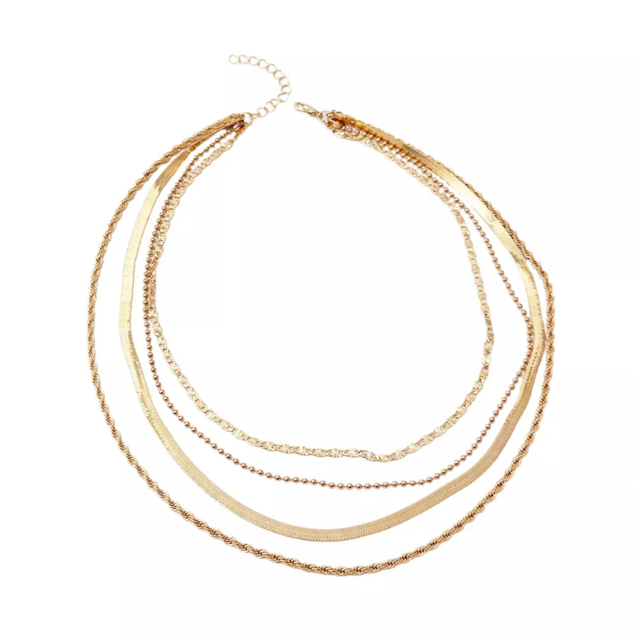 Layered 18K Gold-Plated Chain Necklace Gold / onesize Apparel and Accessories