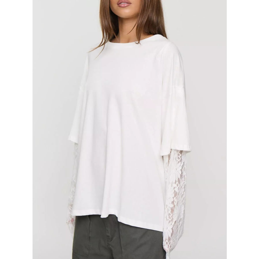 Layered Lace-Sleeve T-Shirt Apparel and Accessories