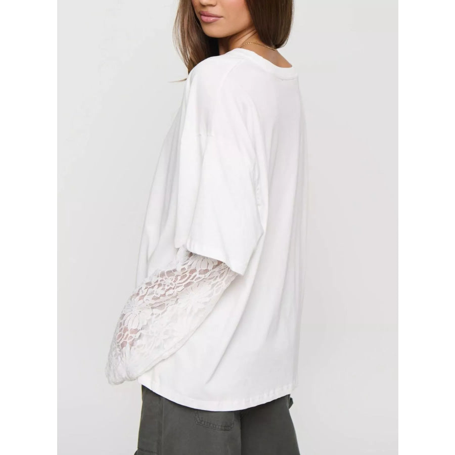 Layered Lace-Sleeve T-Shirt Apparel and Accessories