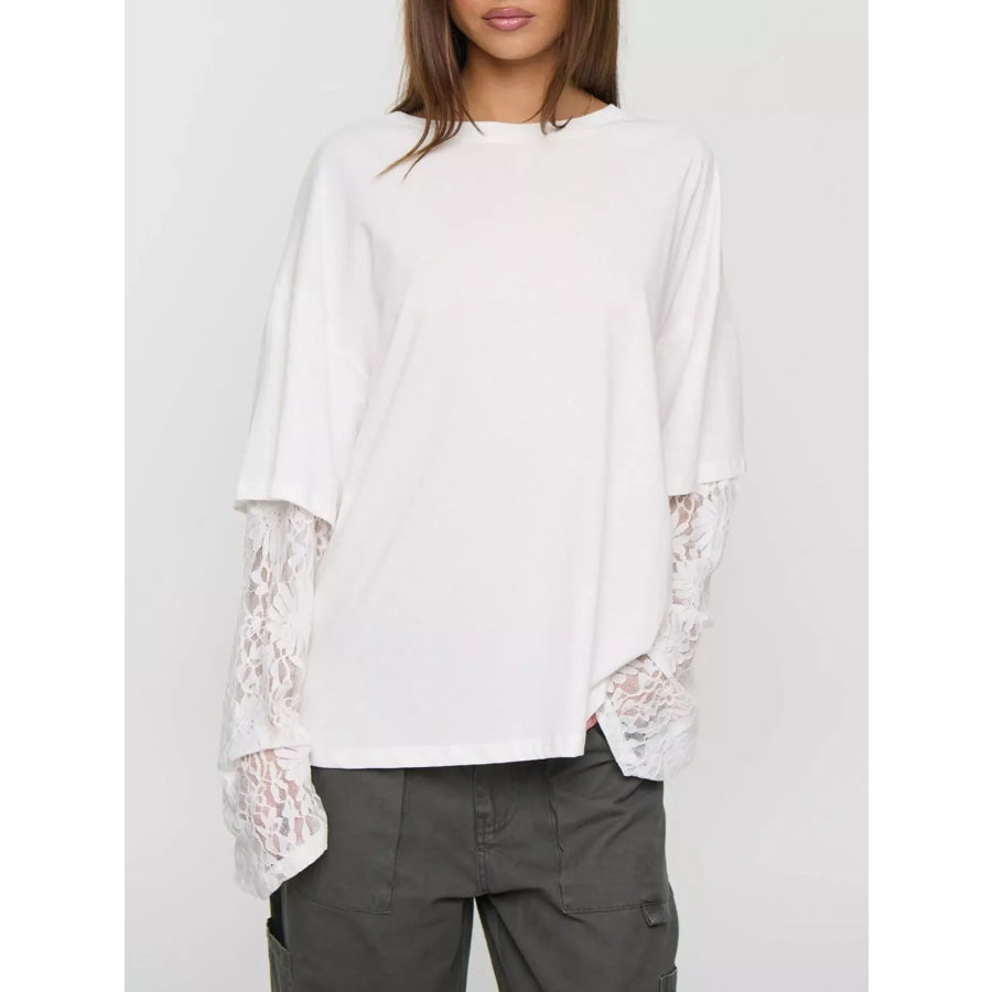 Layered Lace-Sleeve T-Shirt Apparel and Accessories