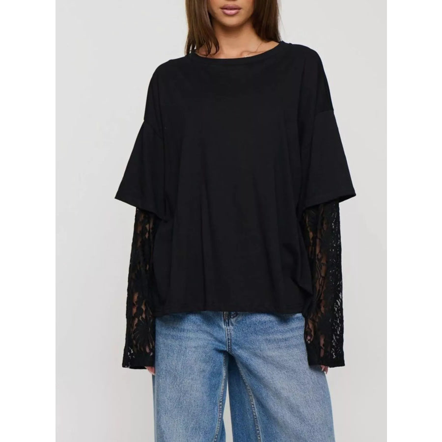 Layered Lace-Sleeve T-Shirt Apparel and Accessories