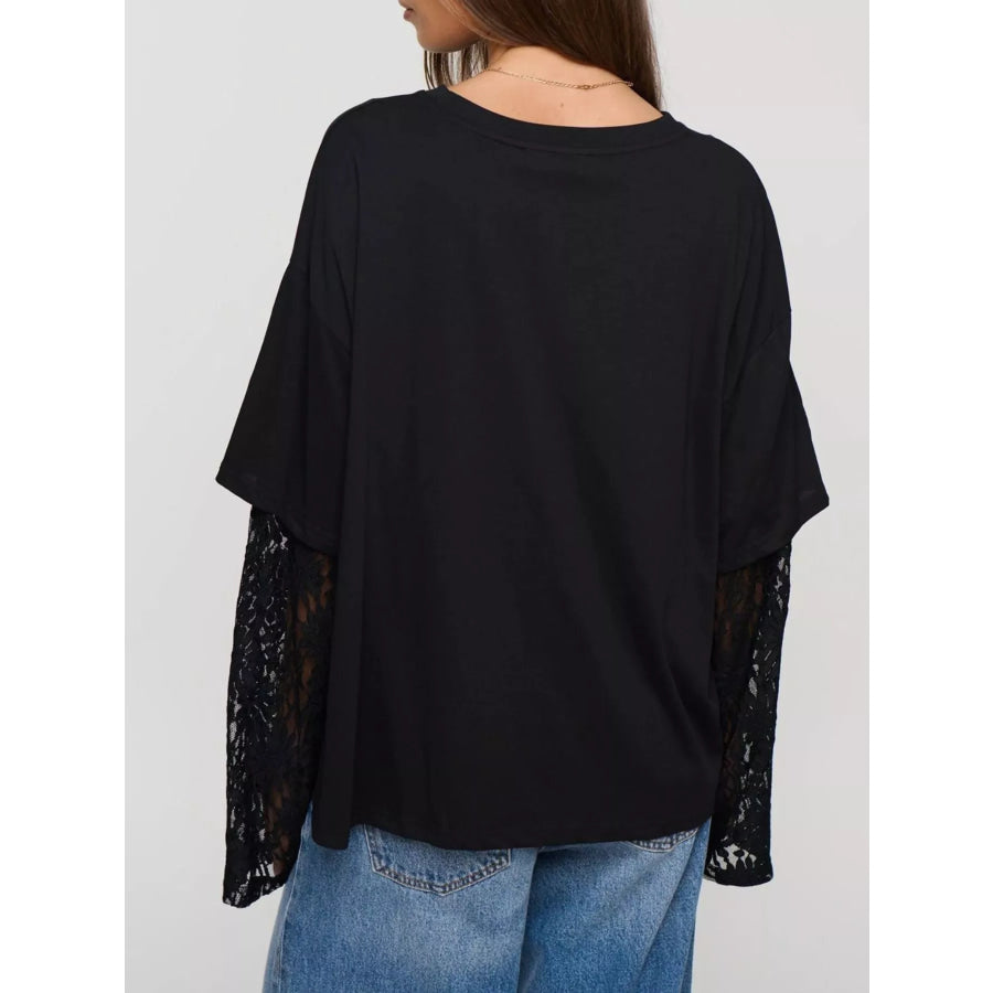 Layered Lace-Sleeve T-Shirt Apparel and Accessories
