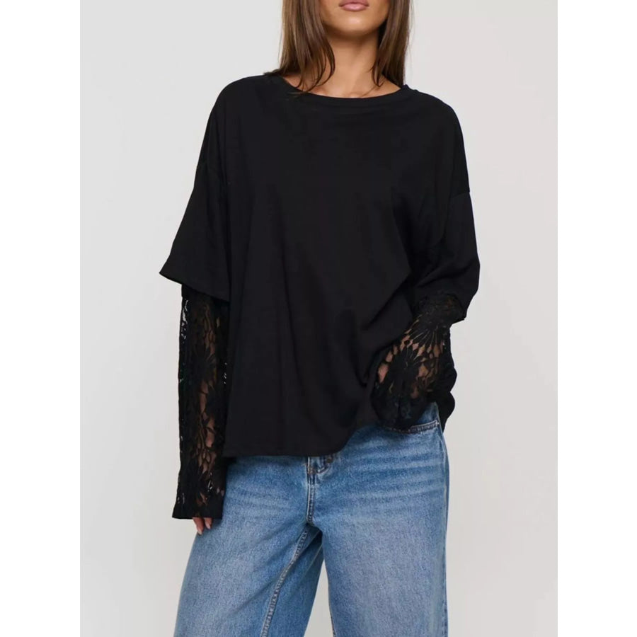 Layered Lace-Sleeve T-Shirt Apparel and Accessories
