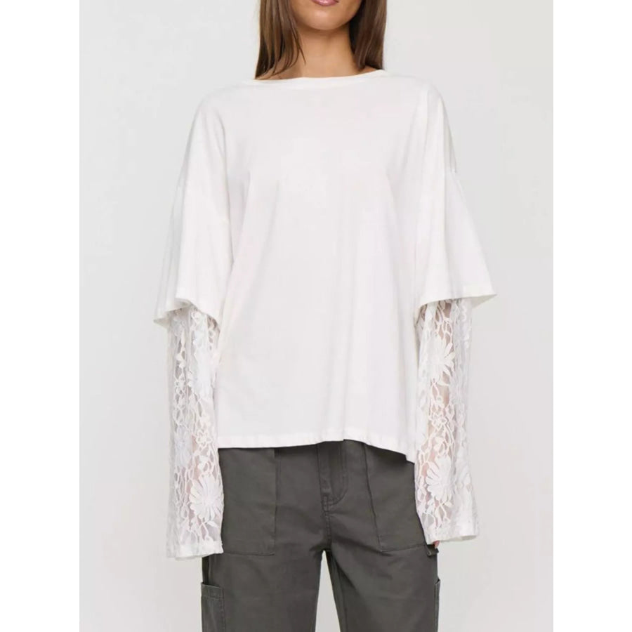 Layered Lace-Sleeve T-Shirt Apparel and Accessories