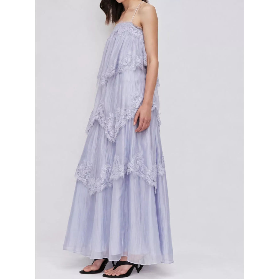 Layered Lace Tulle Maxi Dress Apparel and Accessories