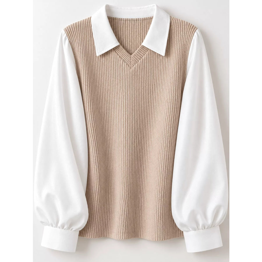 Layered Look Long Sleeve Blouse Apparel and Accessories