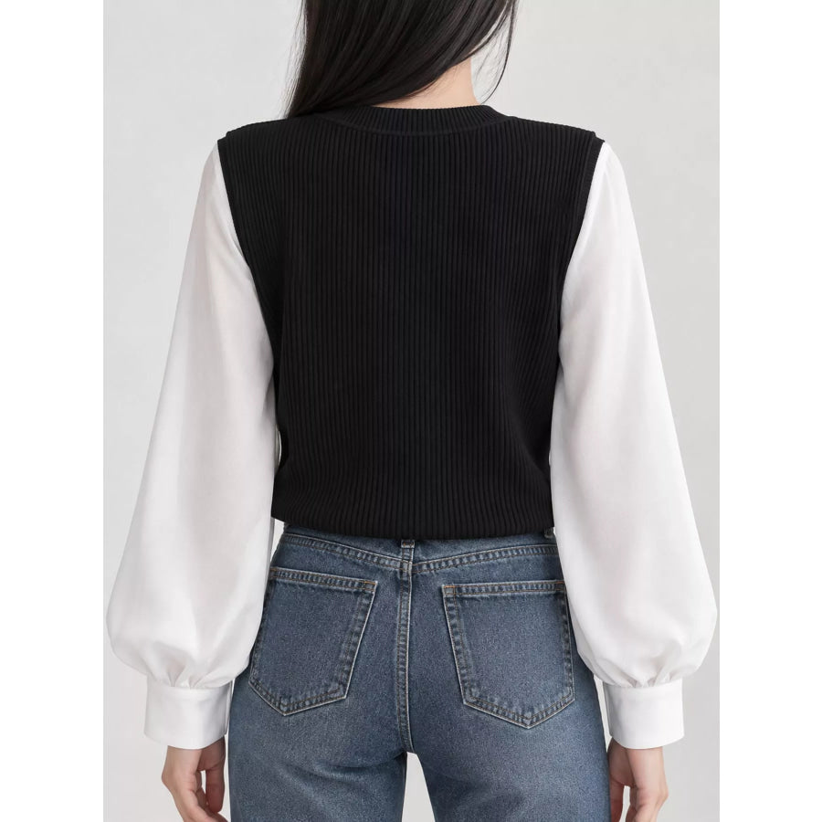 Layered Look Long Sleeve Blouse Apparel and Accessories