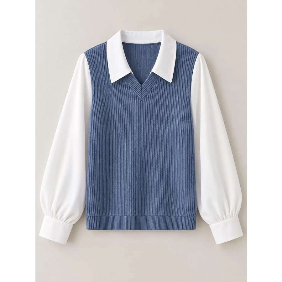 Layered Look Long Sleeve Blouse Apparel and Accessories