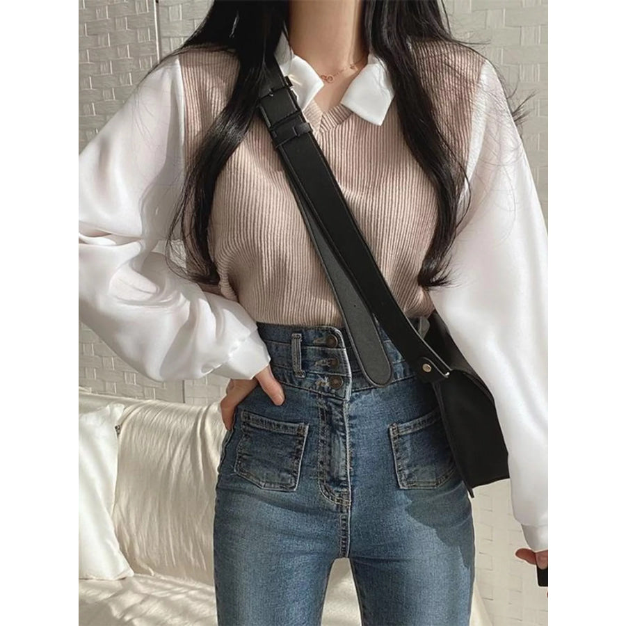 Layered Look Long Sleeve Blouse Apparel and Accessories