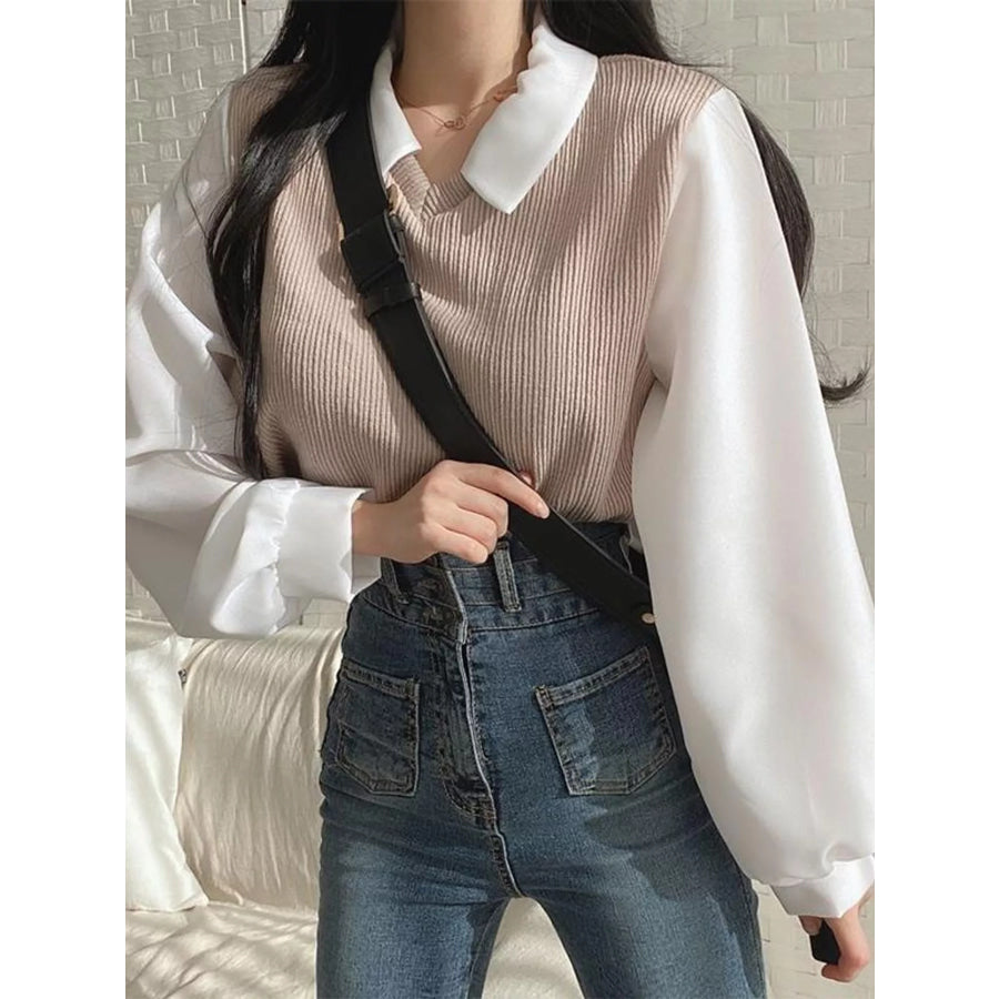 Layered Look Long Sleeve Blouse Apparel and Accessories