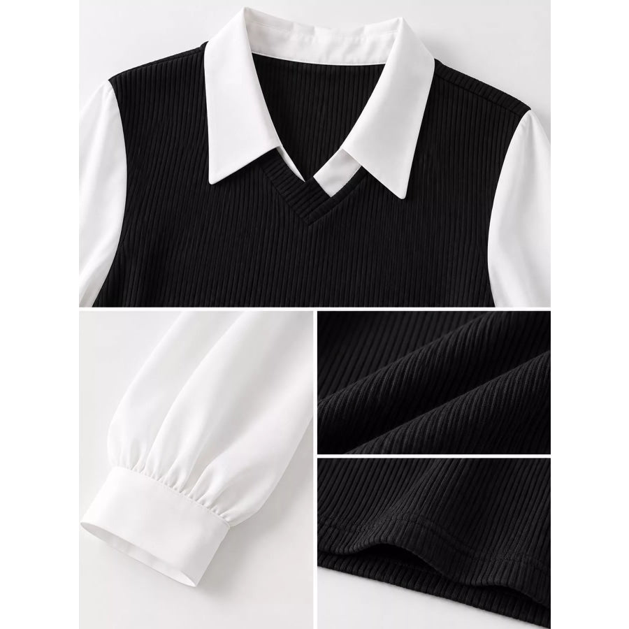 Layered Look Long Sleeve Blouse Apparel and Accessories