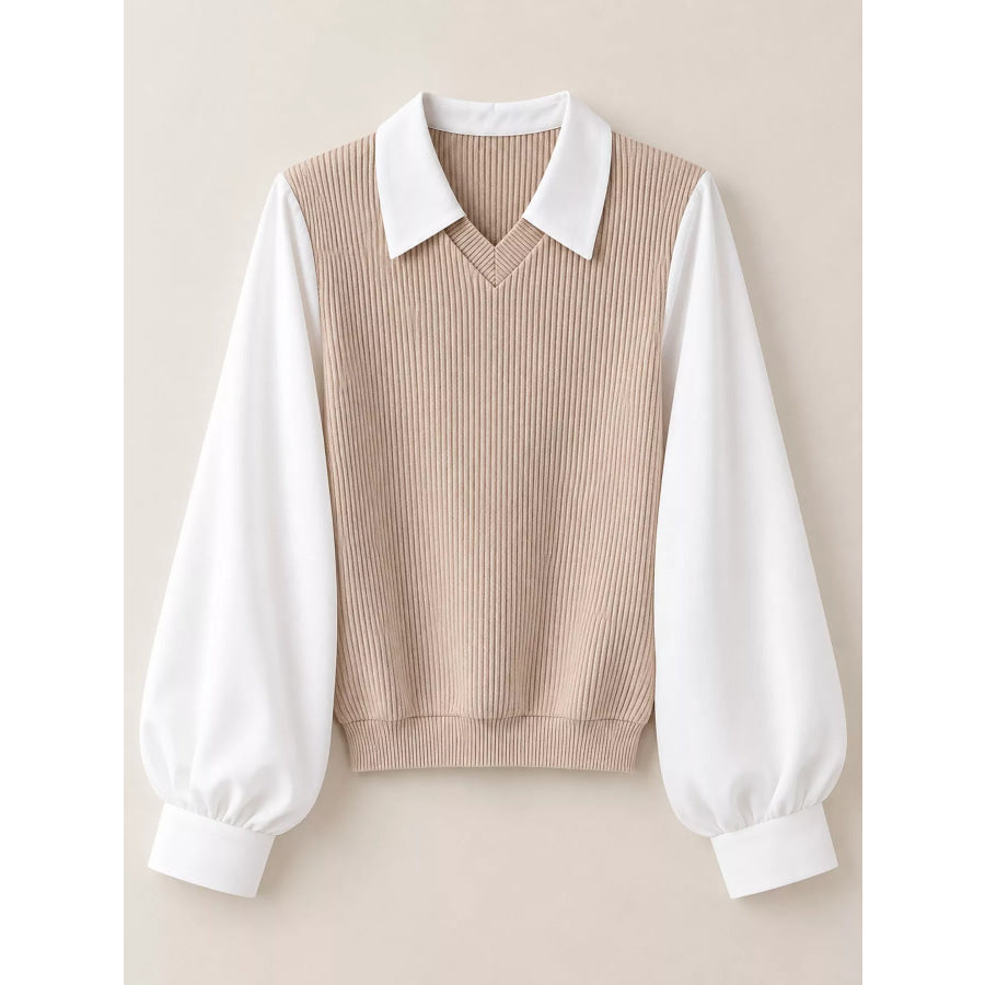 Layered Look Long Sleeve Blouse Apparel and Accessories