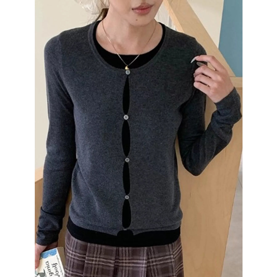 Layered Look Long Sleeve Knit Top Apparel and Accessories