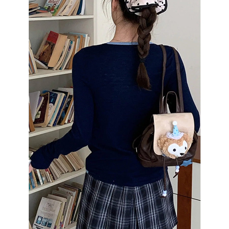 Layered Look Long Sleeve Knit Top Apparel and Accessories
