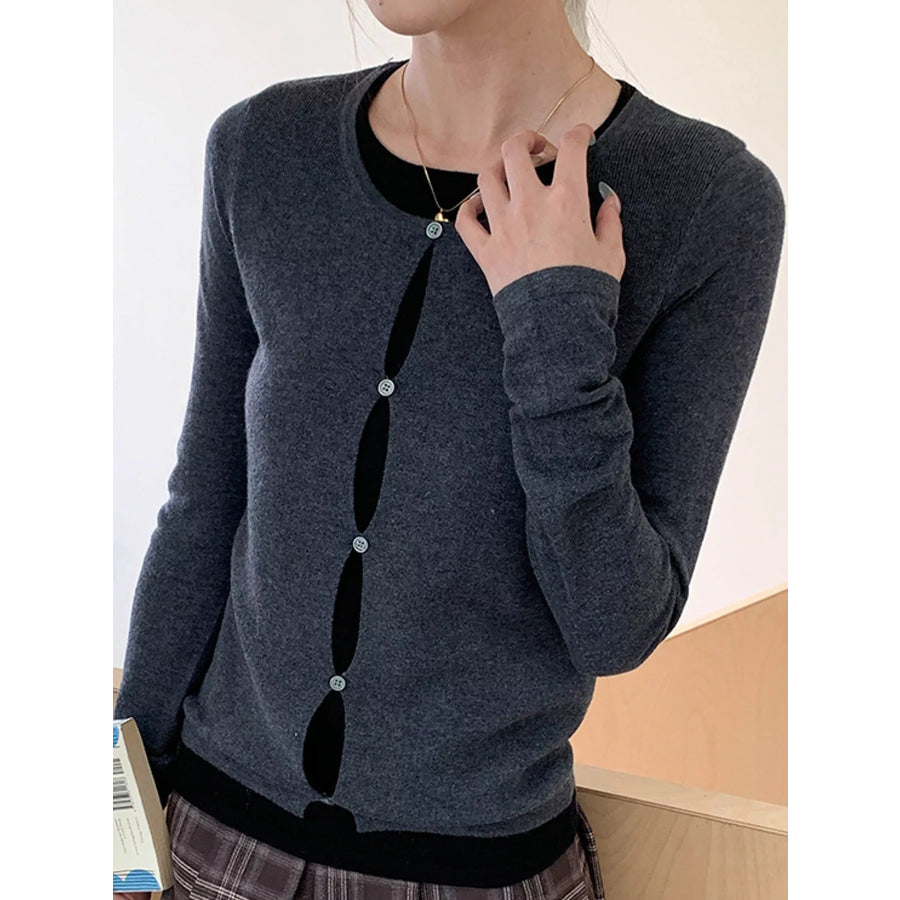 Layered Look Long Sleeve Knit Top Apparel and Accessories