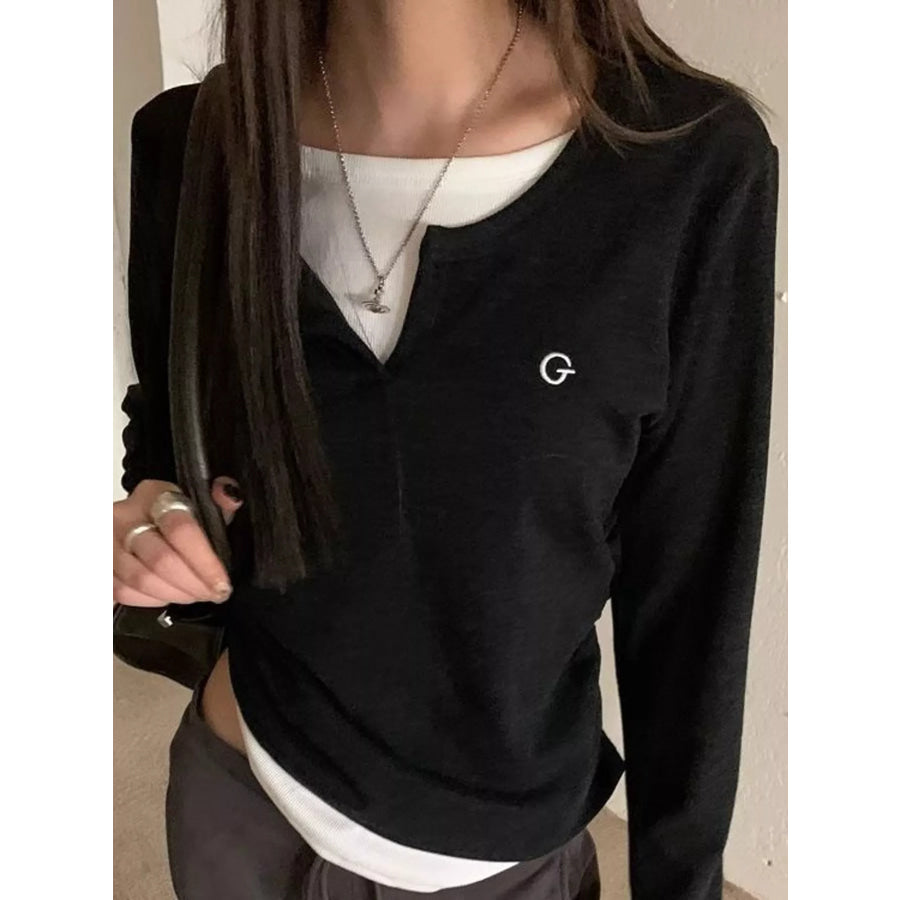 Layered Look Long Sleeve T-Shirt Apparel and Accessories