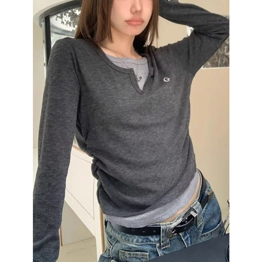 Layered Look Long Sleeve T-Shirt Apparel and Accessories