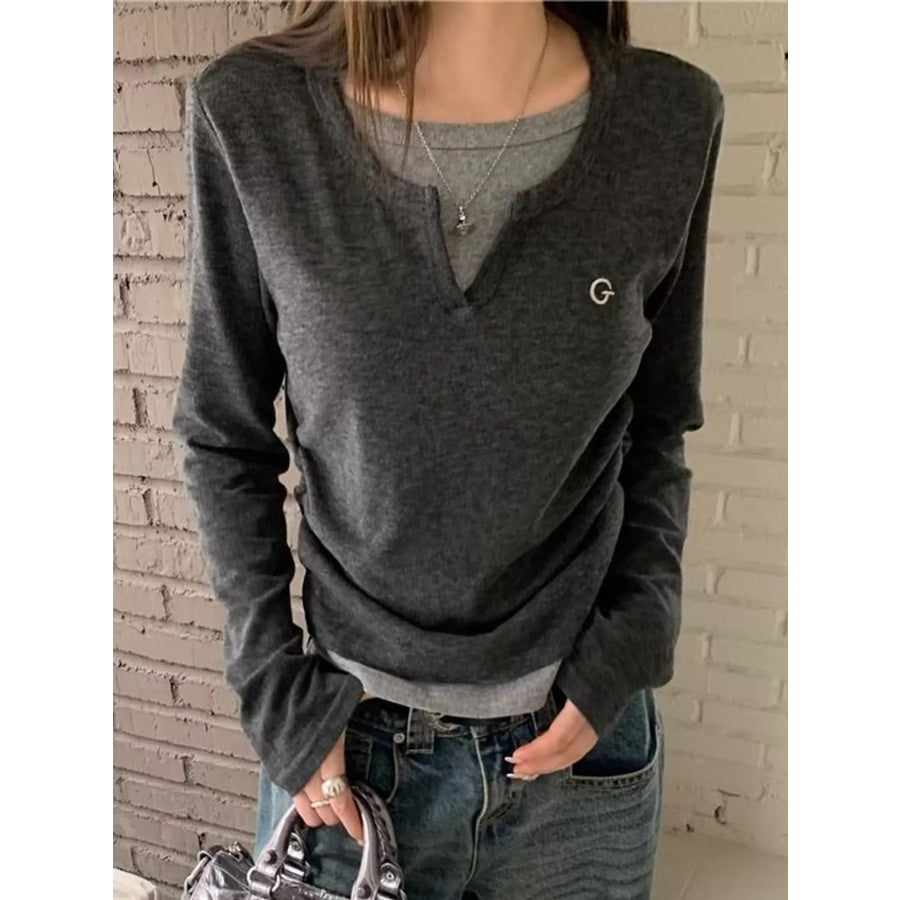 Layered Look Long Sleeve T-Shirt Apparel and Accessories