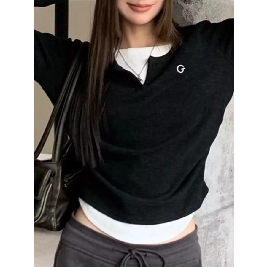 Layered Look Long Sleeve T-Shirt Apparel and Accessories