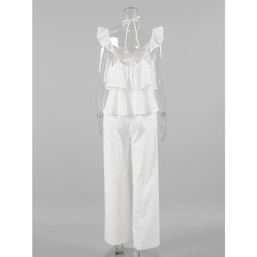 Layered Ruffled Cami and Pants Set Apparel and Accessories