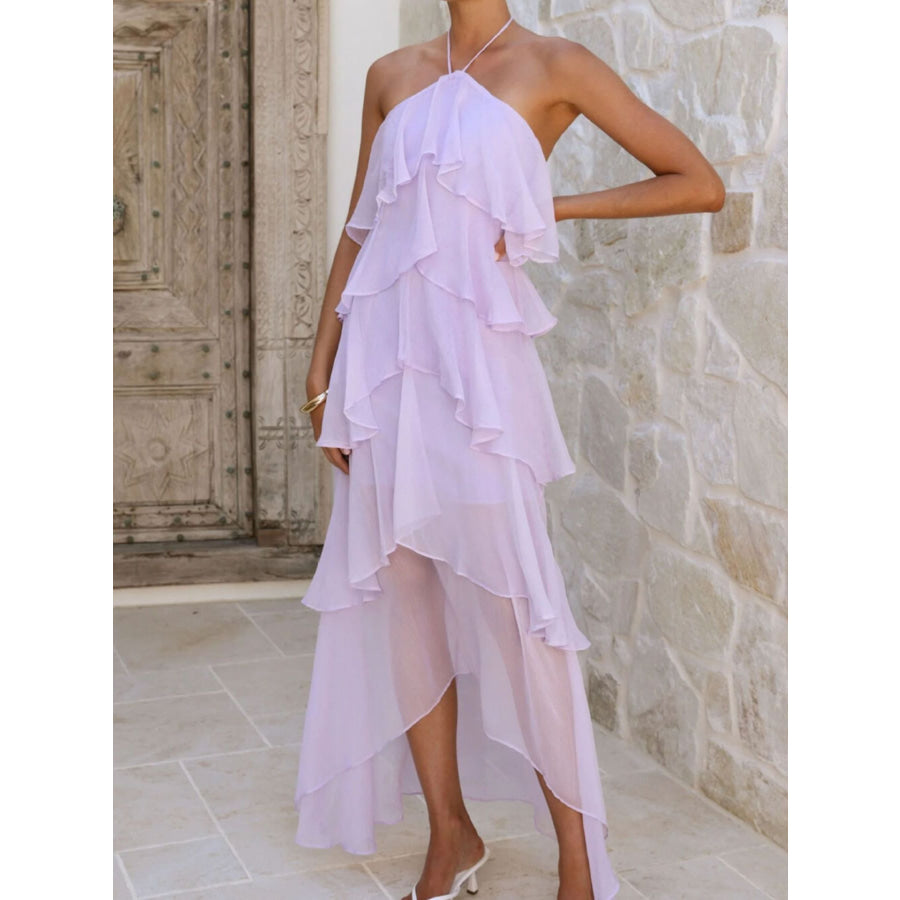 Layered Ruffled Halter Neck Dress Apparel and Accessories
