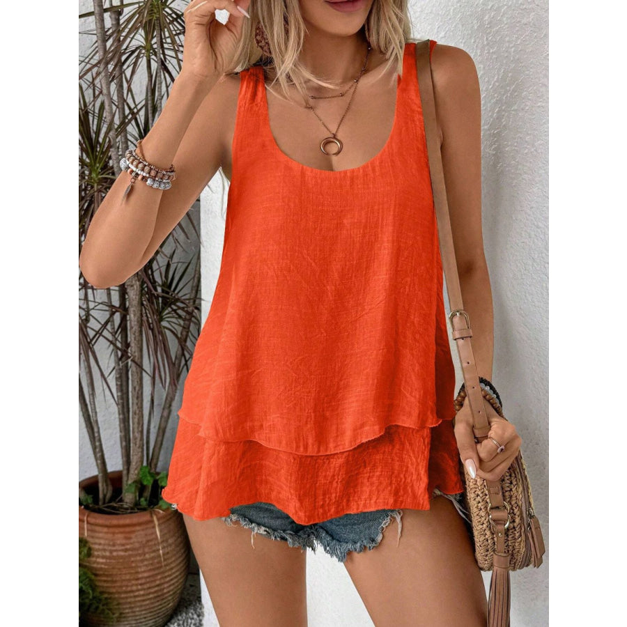 Layered Scoop Neck Wide Strap Tank Apparel and Accessories