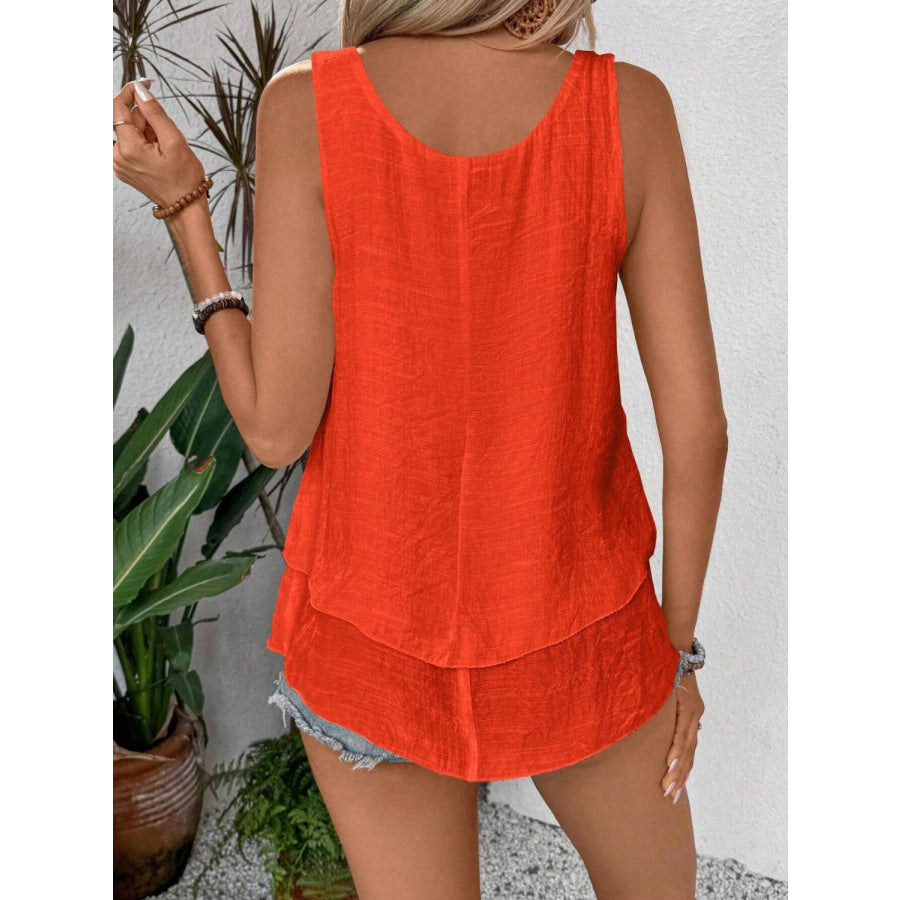 Layered Scoop Neck Wide Strap Tank Apparel and Accessories