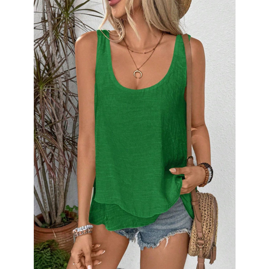 Layered Scoop Neck Wide Strap Tank Apparel and Accessories