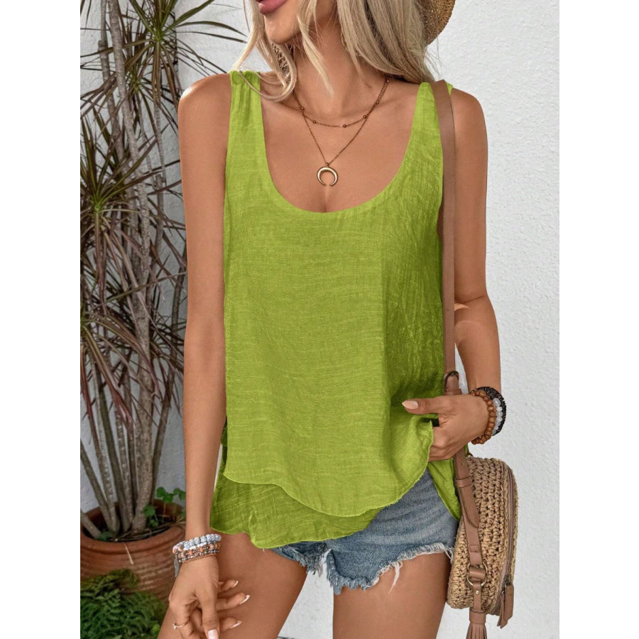 Layered Scoop Neck Wide Strap Tank Apparel and Accessories